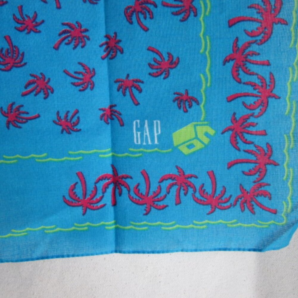 NWOT Vintage GAP cotton scarf blue palm motif - Picture 2 of 3